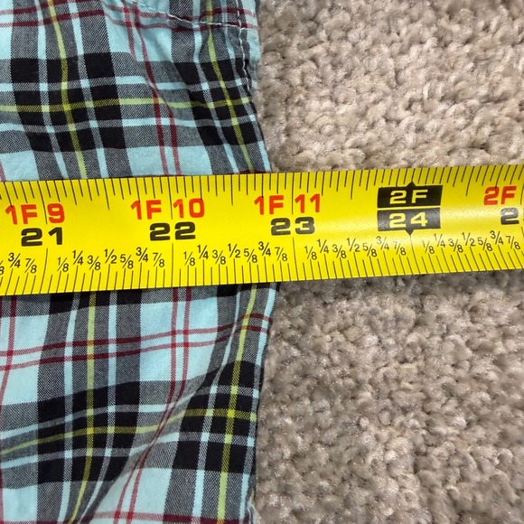 J.McLaughlin Mens L Plaid Button Down Shirt Blue Black Red Cotton Casual Preppy - Picture 8 of 9